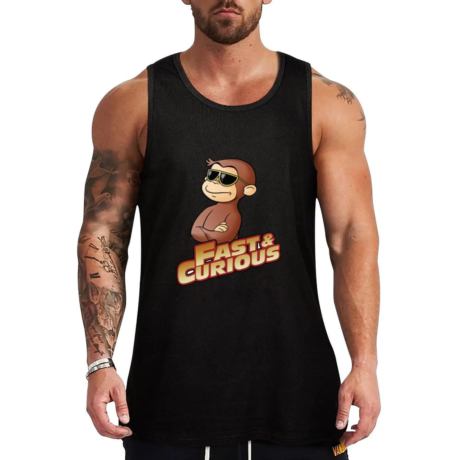 

funny and cool curious george monky Tank Top gym shirt man gym clothing men Man clothes for gym