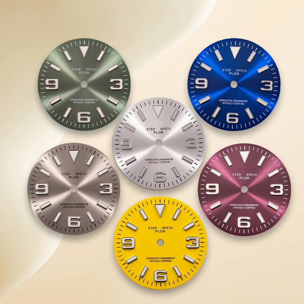 Cadran rayon de soleil NH35 avec Logo S, 28.5mm, 369, pour mouvement NH35/NH36/4R/7S, bleu glace, lumineux, accessoires de montre