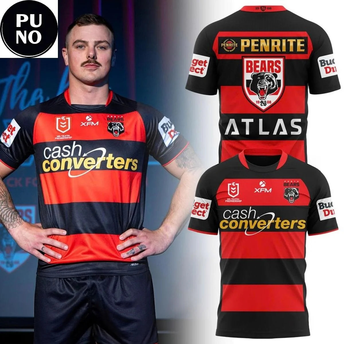 2026-27 New Bears Men's Rugby Jersey 3D Printed Family Clothing T-shirt Y2K Oversized Casual Quick Drying Top for Outdoor Wear