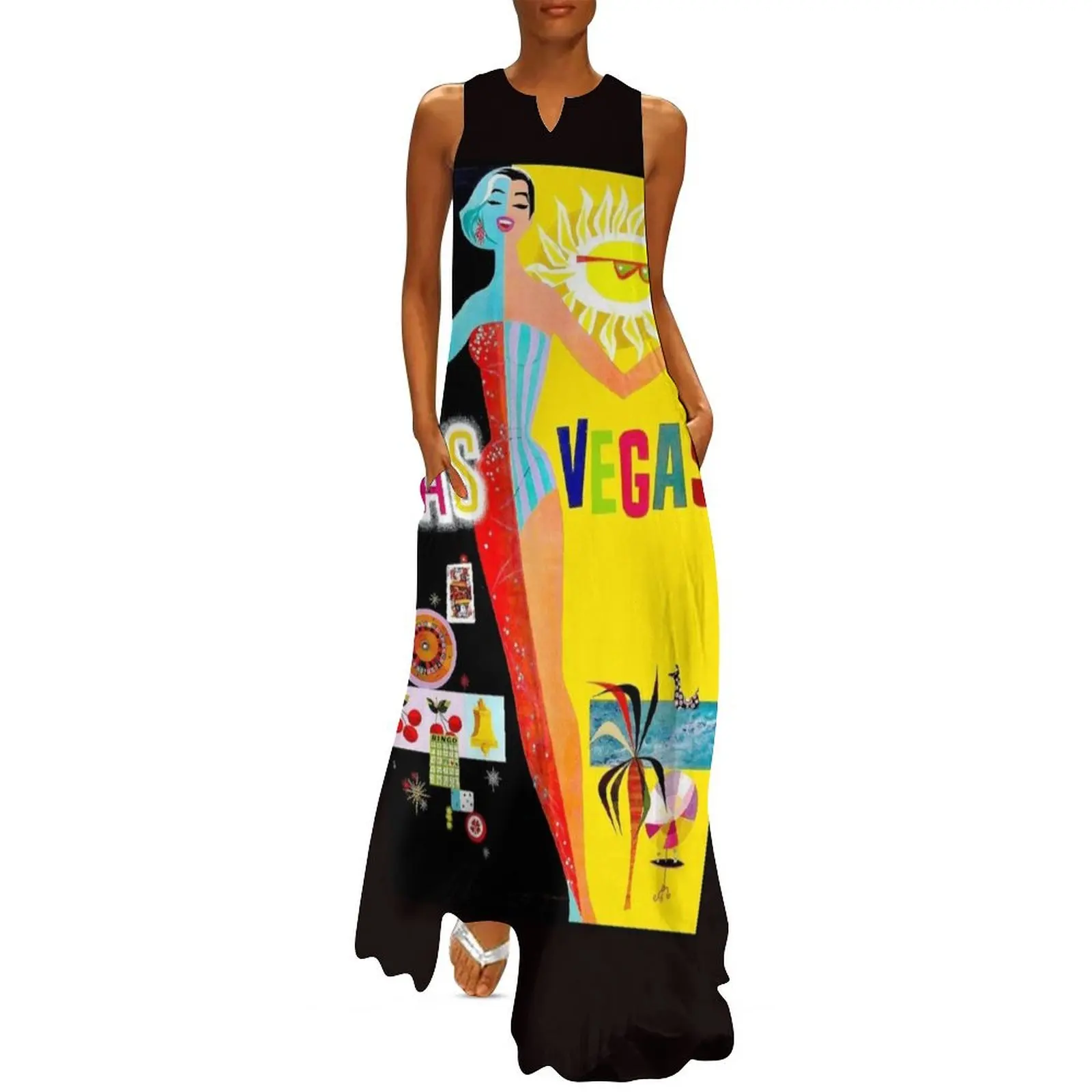 

LAS VEGAS : Vintage TWA Advertising Tourism Print Long Dress dresses for prom Long dress Dress