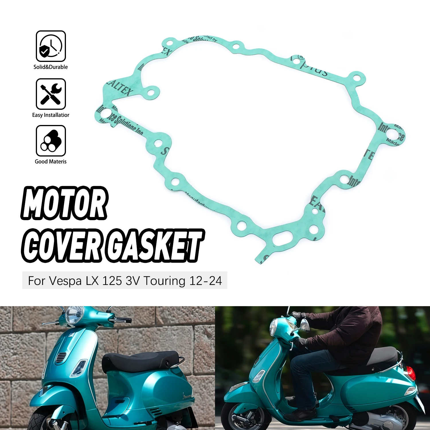 

Motorcycle Engines Crankcase Clutch Cover Cylinder Head Gasket Kit For Vespa LX 125 ie 3V Touring 2012-2019 2020-2024