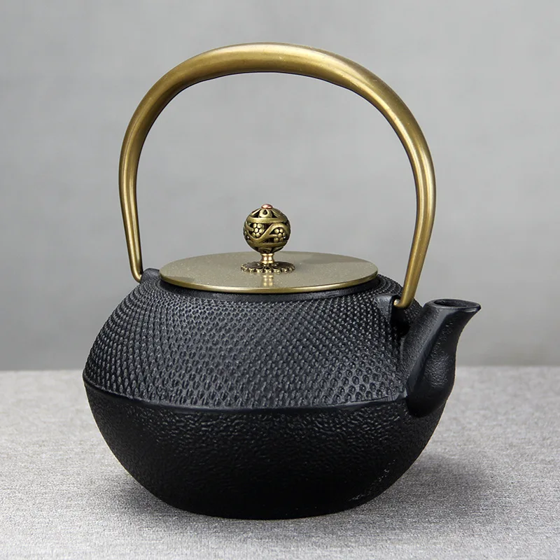 1200ml granule nails Japanese cast iron hand boiled water and made tea Old iron teapot Teahouse Simple household decoration