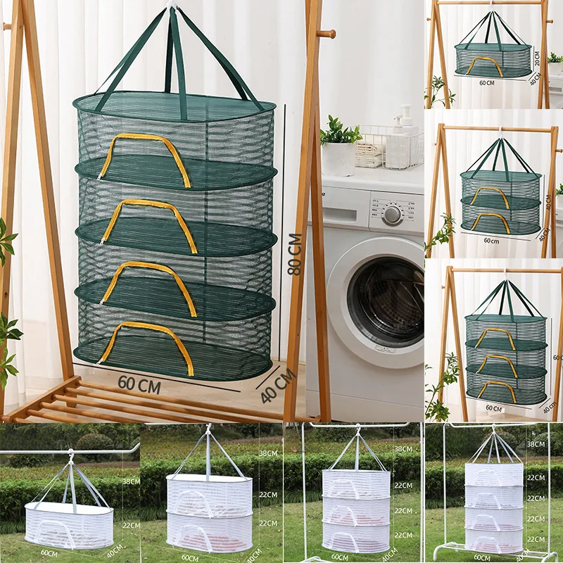 

Multifunctional Portable Foldable Muti-layer Hanging Drying Net For Dry Goods Vegetable Fruit Herbs Clothing Non-toxic Polyester