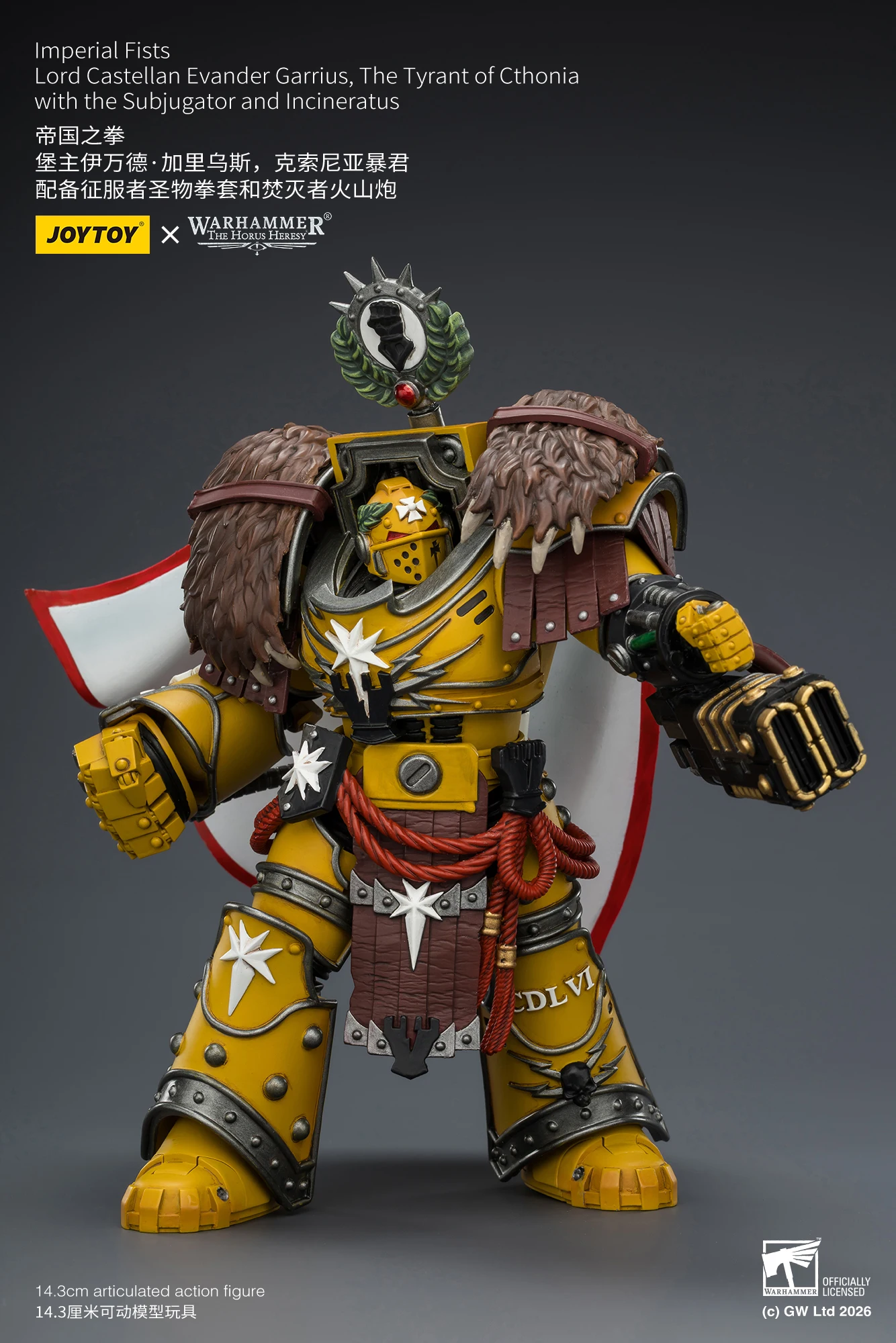 

【MT】JOYTOY Warhammer The Horus Heresy Imperial Fists Lord Castellan Evander Garrius Tyrant of Cthonia Action Figure 1/18 Scale
