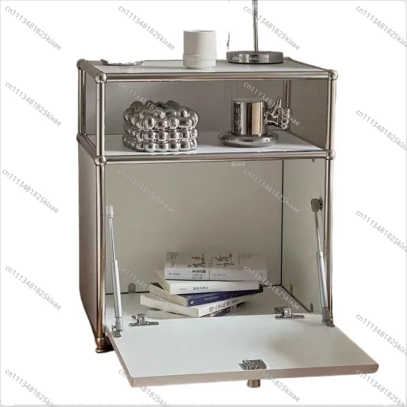 For Bedroom Bedside Table Stainless Steel Module Combination Dining Side Cabinet Household Living Room Chest Storage Cabinet