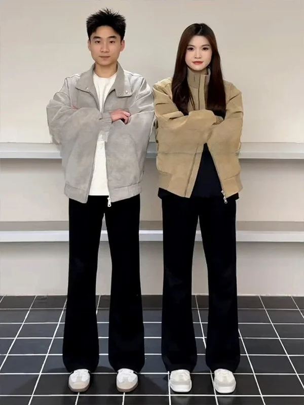 

Slim Fit Bla Knife Trousers for Men Spring Season Enhance Leg Lengthening mid Waist Straight Leg Micro Flared Pants