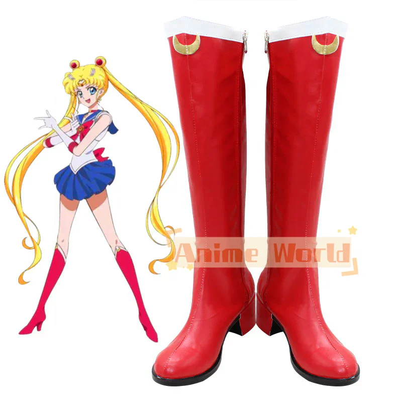 

Обувь для косплея Usagi Tsukino, ботинки для Хэллоуина, изготовленные на заказ