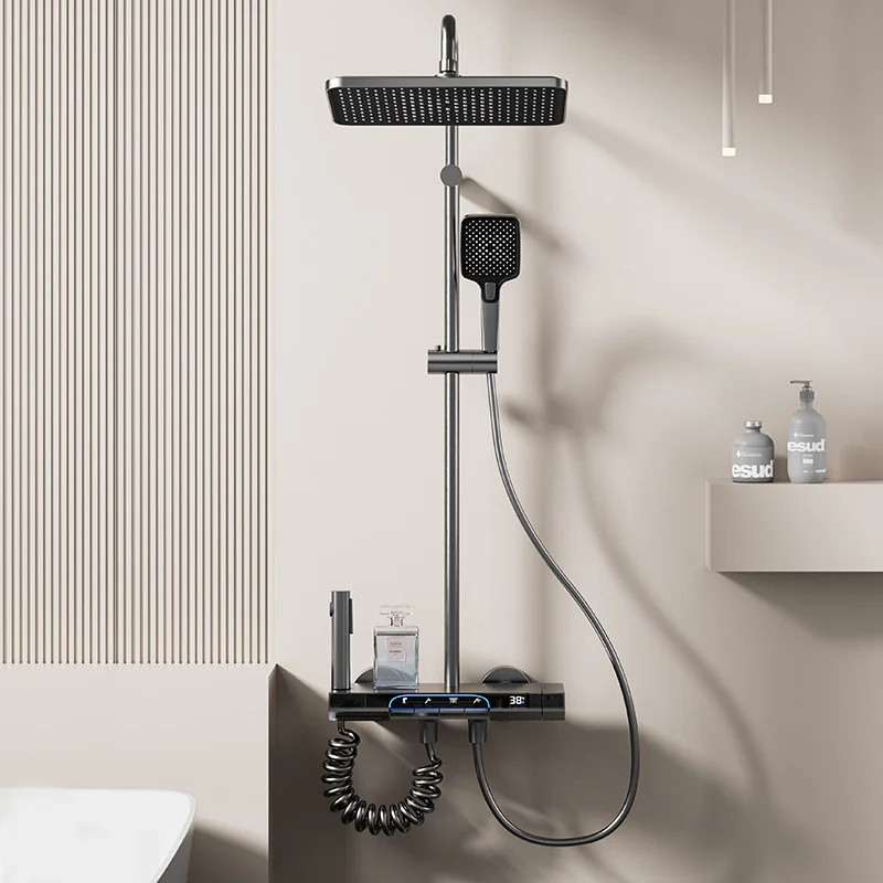 

Shower Head Set For Domestic Bathrooms Gunmetal Grey High-Pressure Shower Set