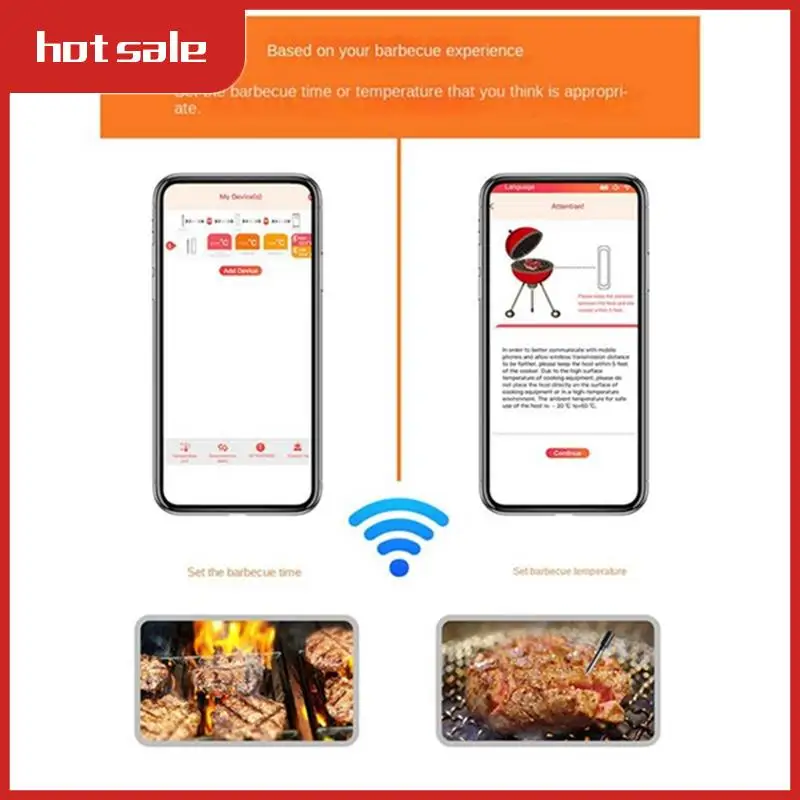

A52I-Wireless Meat Food Thermometer For Oven Grill Kitchen BBQ Bluetooth Barbecue Smoker Cooking Food Thermometer