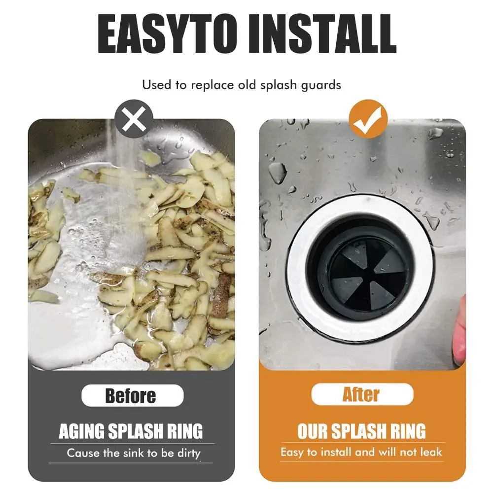 

2X Disposal Splash Guard Garbage Stopper Ring Cover For InSinkErator Rubber Quiet Collar Sink Baffle Reduce Disposer Noise Tools