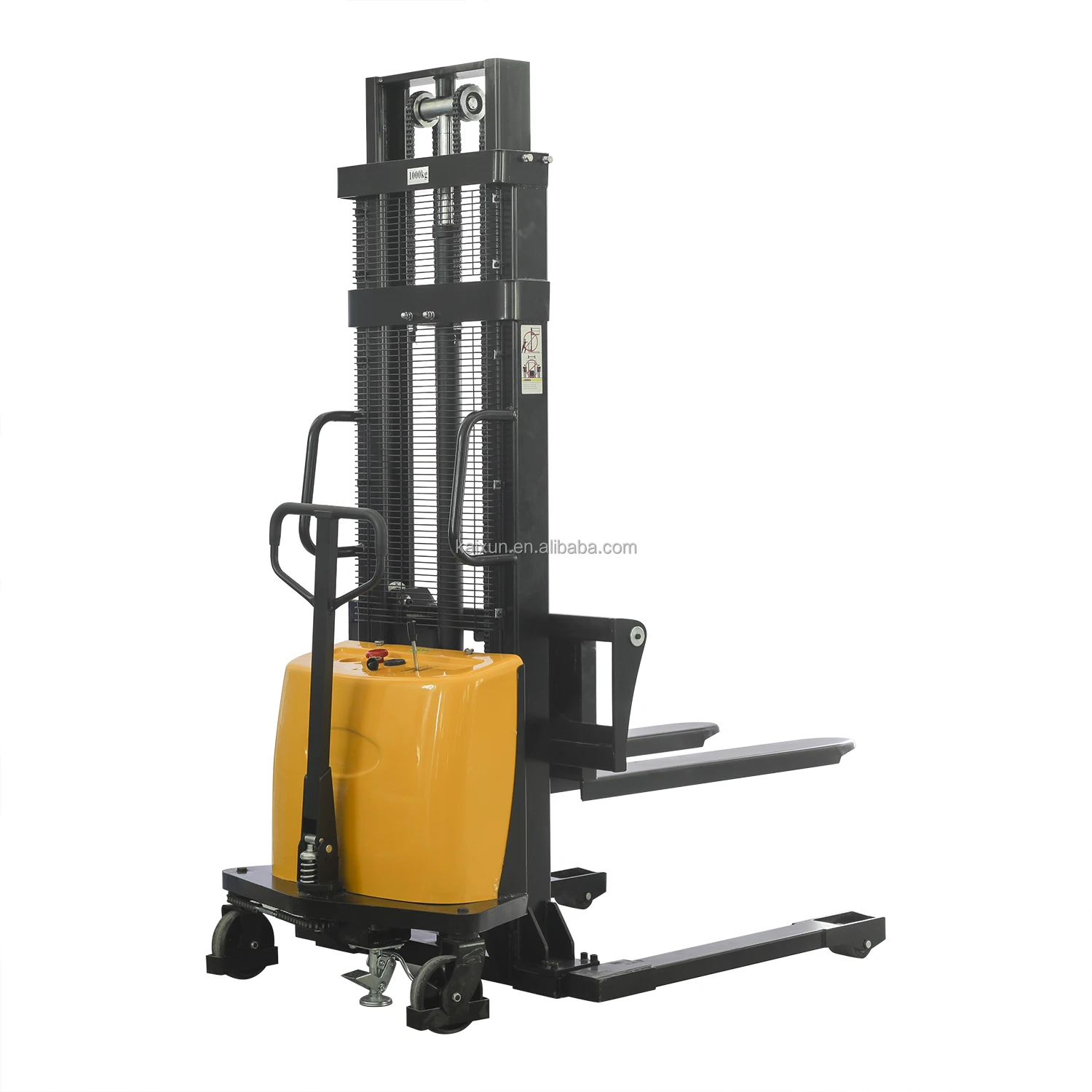 European Style Widening Fork 1 Ton Lift 2m 2.5m 3m Auto Stacker Semi Electric Pallet Stacker