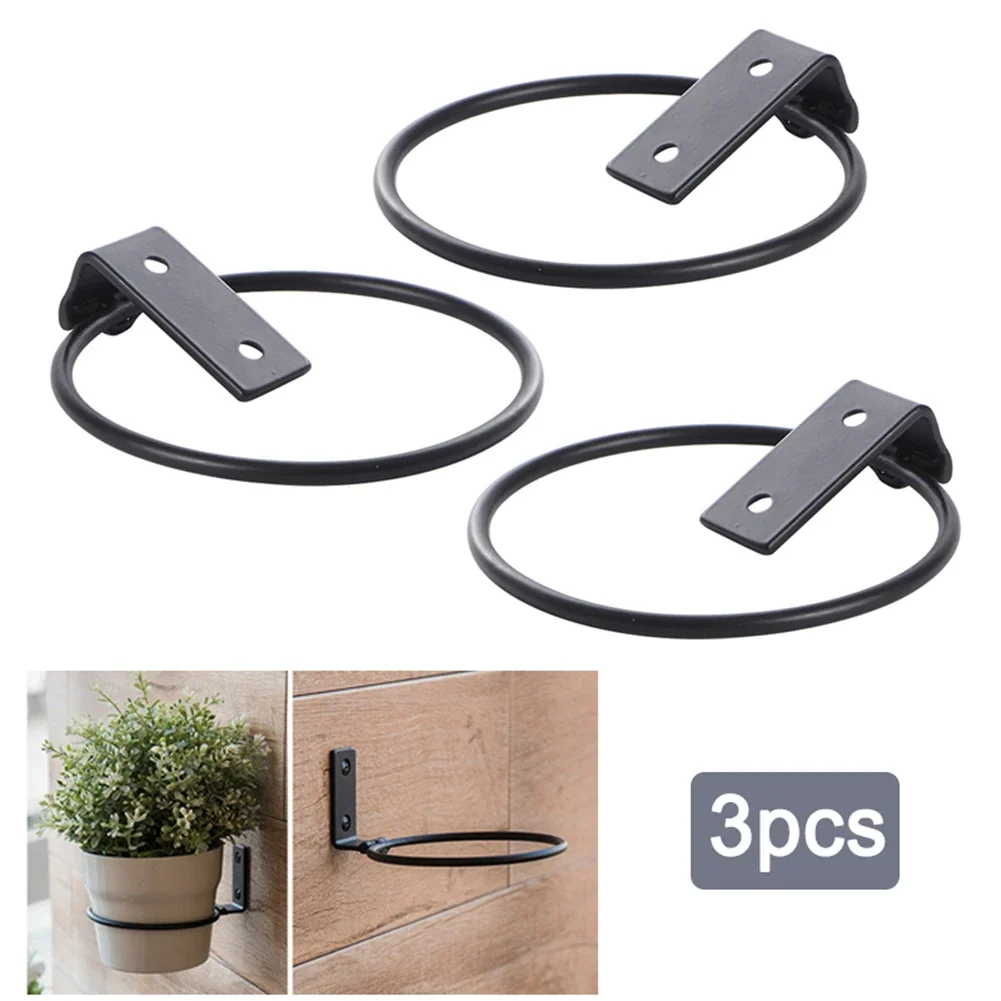 3Pcs/Set Flower Pot Hanging Storage Rack Flowerpot Ring Wall Mount Pot Holder Flower Plant Process lock gasket