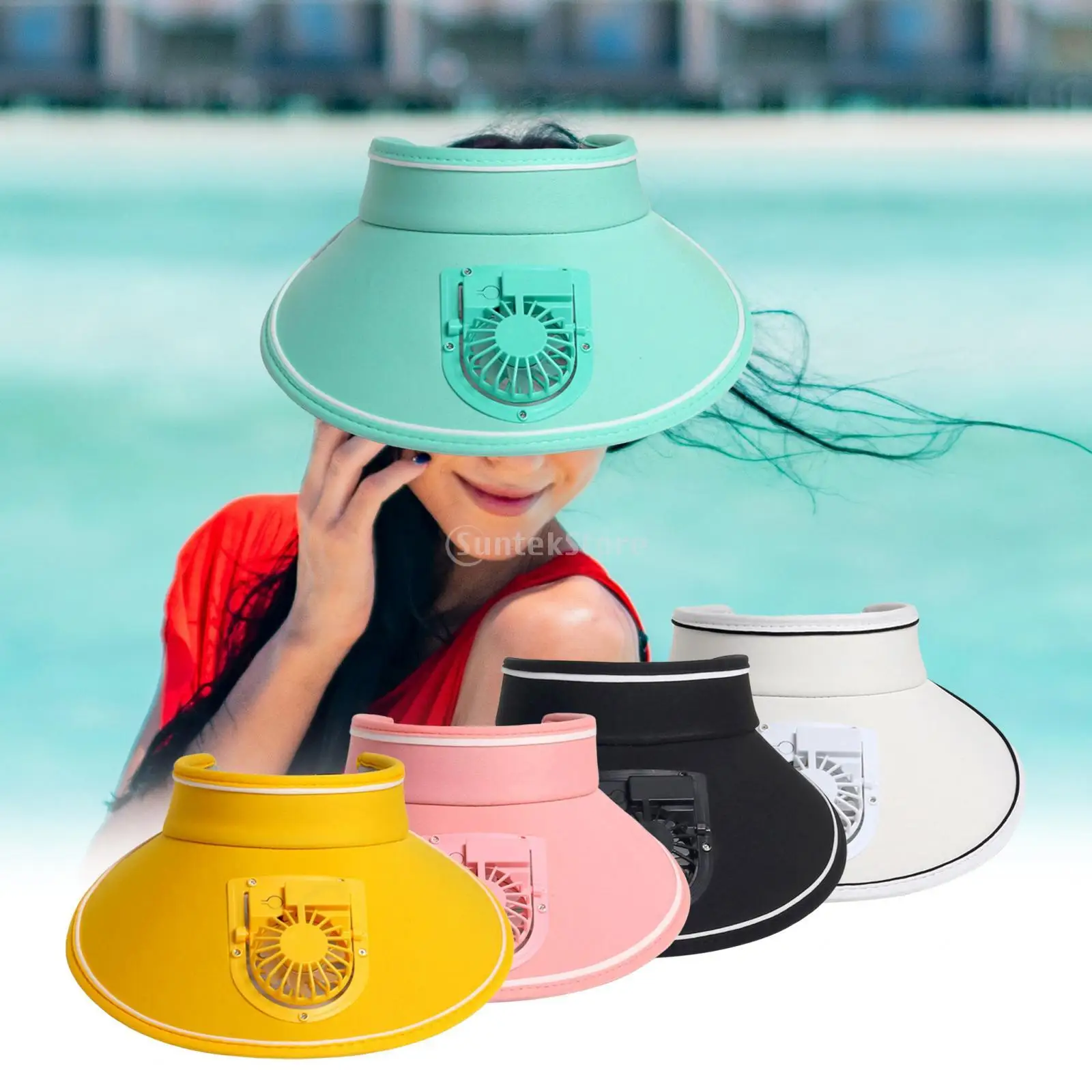 Cappello con visiera parasole con ventaglio cappello da sole con protezione solare a tesa larga leggero Casual per bambini adulti sport Beach