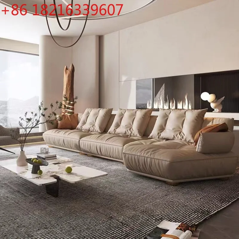 

Italian sofa modern light luxury corner special-shaped curved villa large flat living room simple sofa