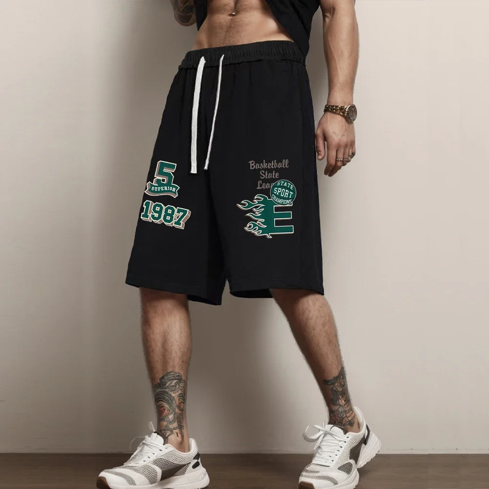 Summer Men\'s Casual Short Pants Streetwear Printting Elastic Waist Jogging Shorts Holiday Breathable Baggy Oversized Trousers