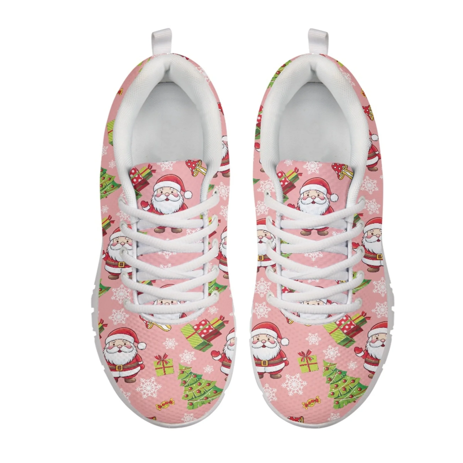 Coloranimal Christmas Walking Shoes Featuring Santa Claus Pattern, Breathable Sneakers for Men and Women, Jogging and Gym Use