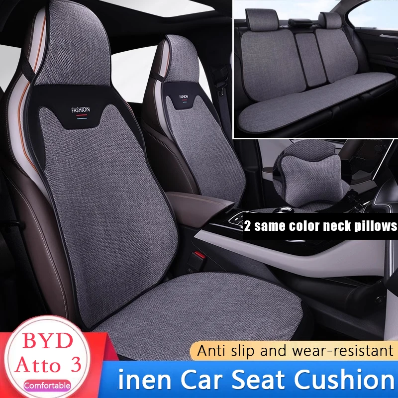 

Flax Sports Car Seat Cushion for BYD Atto 3 Yuan Plus 22-23 Breathable Sweatproof Four Seasons Universal Seats Protection Cover