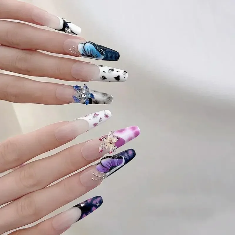 50 قطعة منحني نصف فراشة ملونة الراتنج لطيف مسمار سحر حجم خلط المجوهرات مسمار الفن زينة أدوات مانيكير اكسسوارات