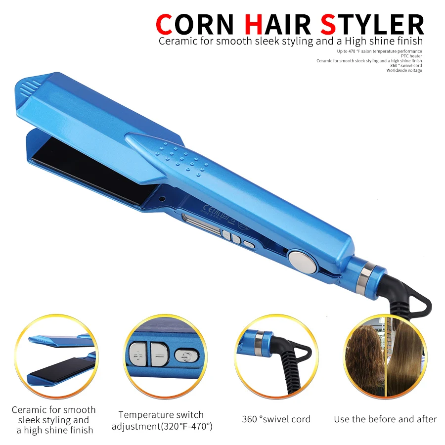 Professional Flat Iron Hair Straightener Wide Plate Hair Plank Ceramic Fast Heat Straightening Iron Styling Salon Hair Styler