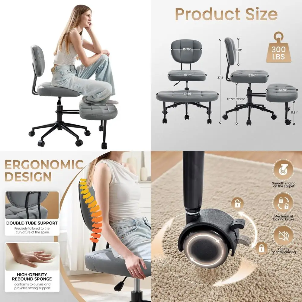 

Эргономичное кресло на коленях для офиса, медитации и йоги с регулируемой высотой и поясничной опорой (серый)