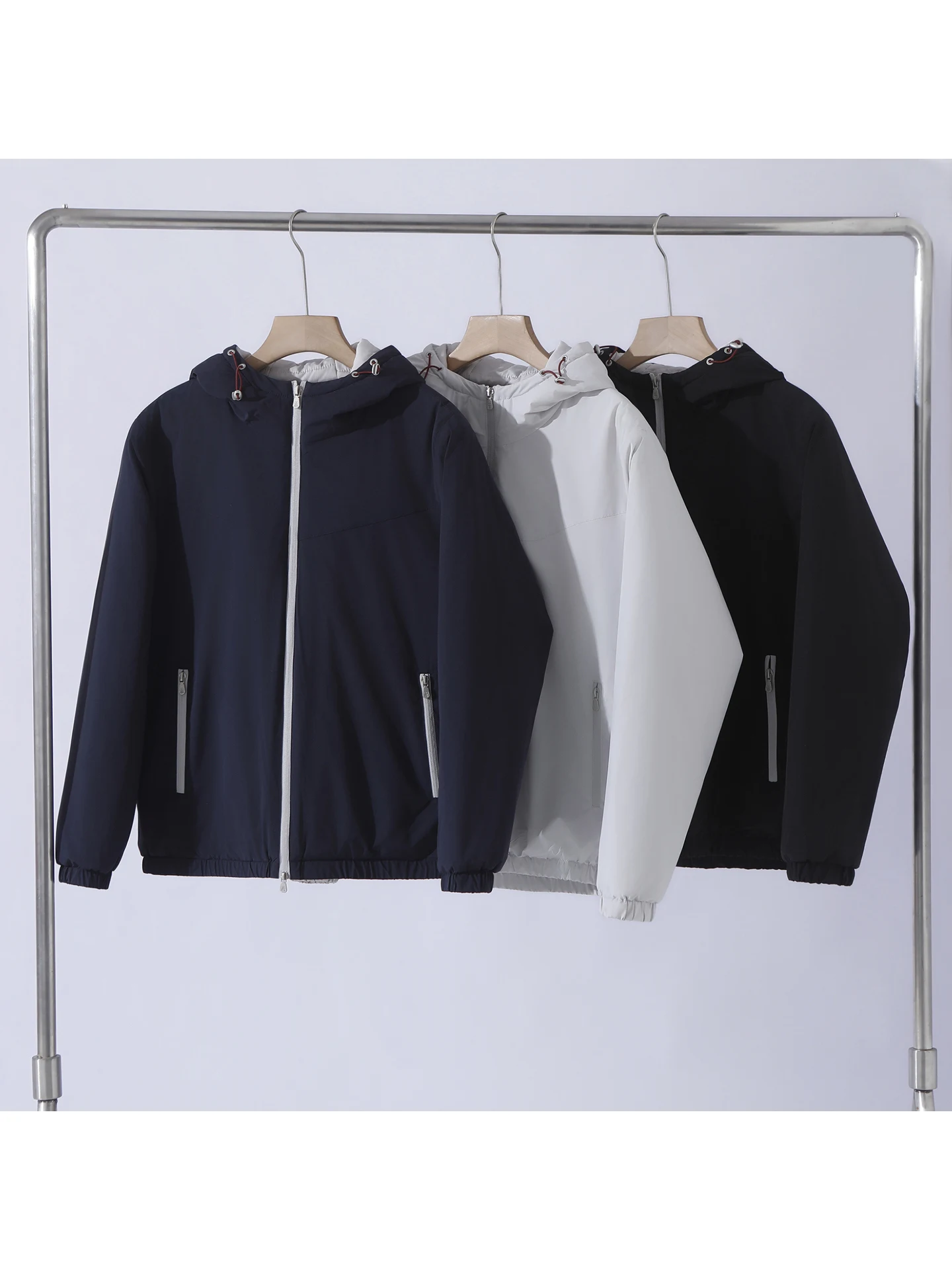 

High-End Silk Wool Filled Men's Outdoor Warmth Hat Coat Stand Faion Urban Sle Long Sve Zipper Closure Color