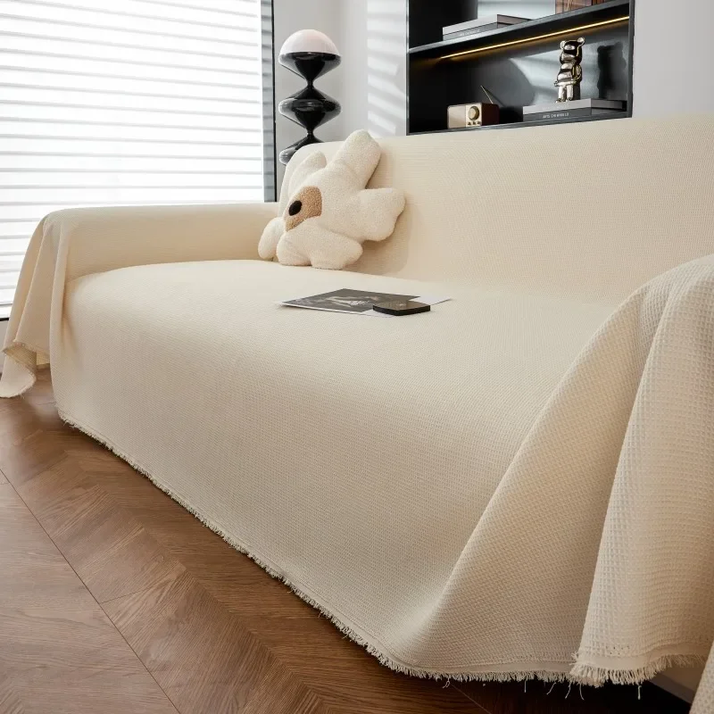 Chenille Sofa Towel Blanket Geometric Tassel Edge Double-sided All Season Dust Cover Cloth Multi-purpose Sofa Cover Throw