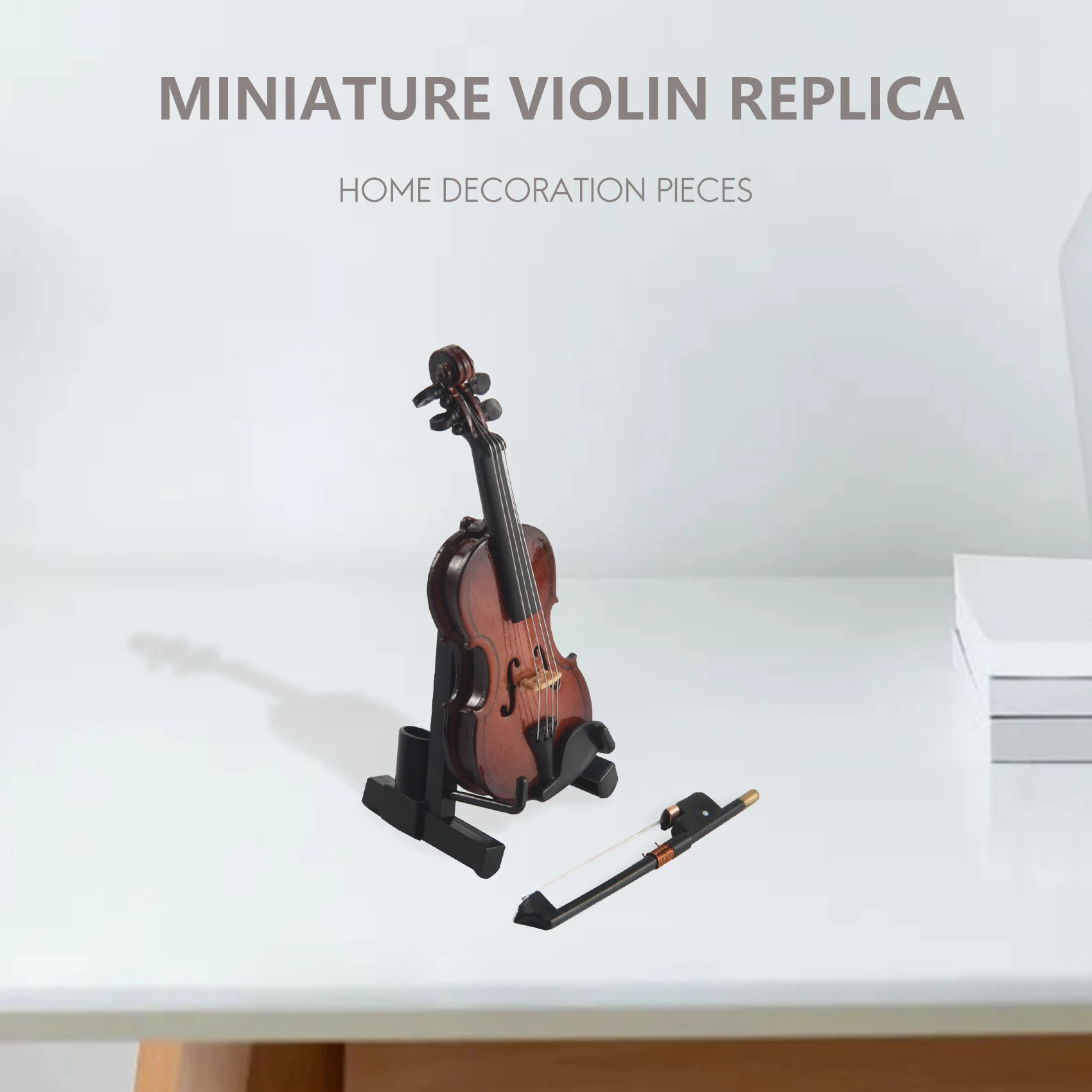 Réplica miniatura do violino com estojo, instrumento musical, presentes, 8x3cm