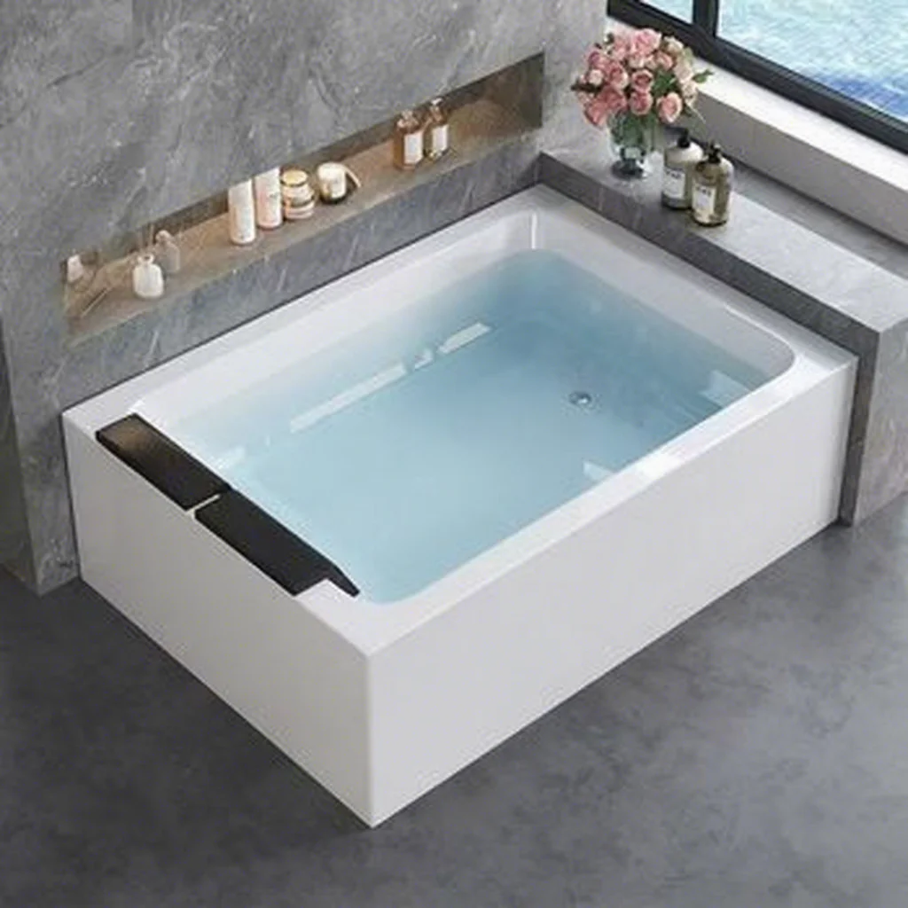 

Modern Luxury Hotel Villa Home Double Standing Acrylic Tub For 2 Person Rectangle Bathtub 2 People Soaking