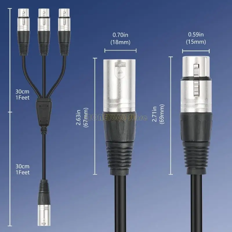 F62C 프리미엄 XLRS 스플리터 케이블 3 메일에서 1 마리의 남성 와이어 알루미늄 차폐 설계