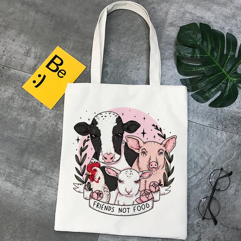 Go Vegan shopping bag canvas bag print cotton shopper shopping bolsas de tela bag bolsas cute cartoon handbag,drop shipping