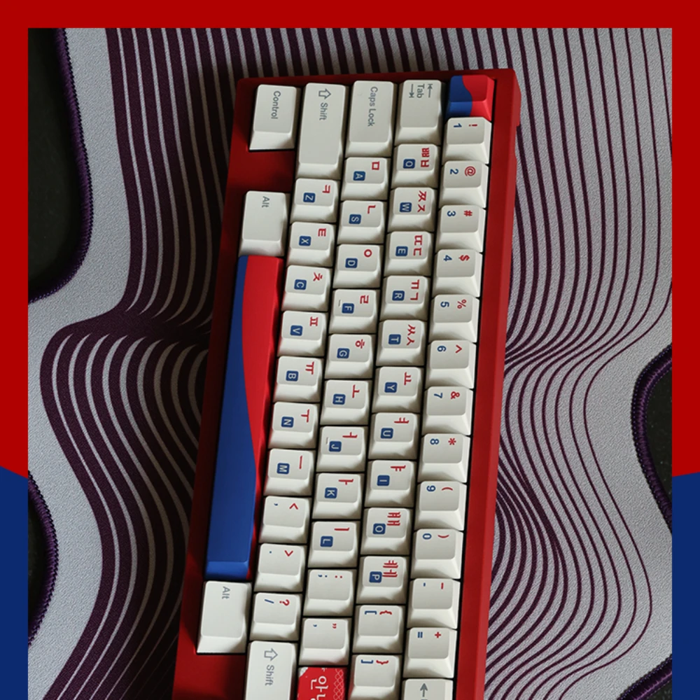 Imagem -05 - Coreano Root Rog Night Devil Keeping Pbt Keycap Jogo de Contraste Vermelho e Azul Office Handle kr Keycaps Estilo Coreano Branco 140 Teclas