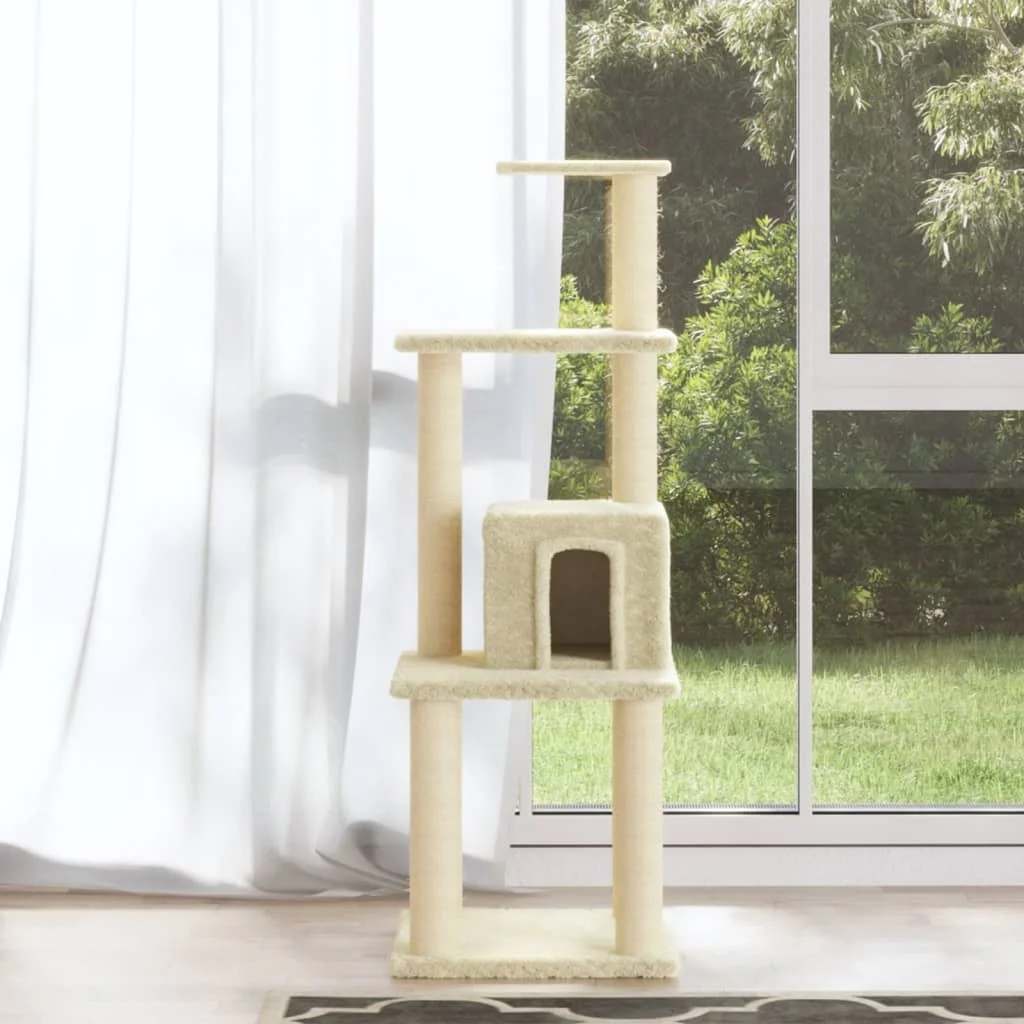 Cat Tree with Sisal Scratching Posts Cream 105cm