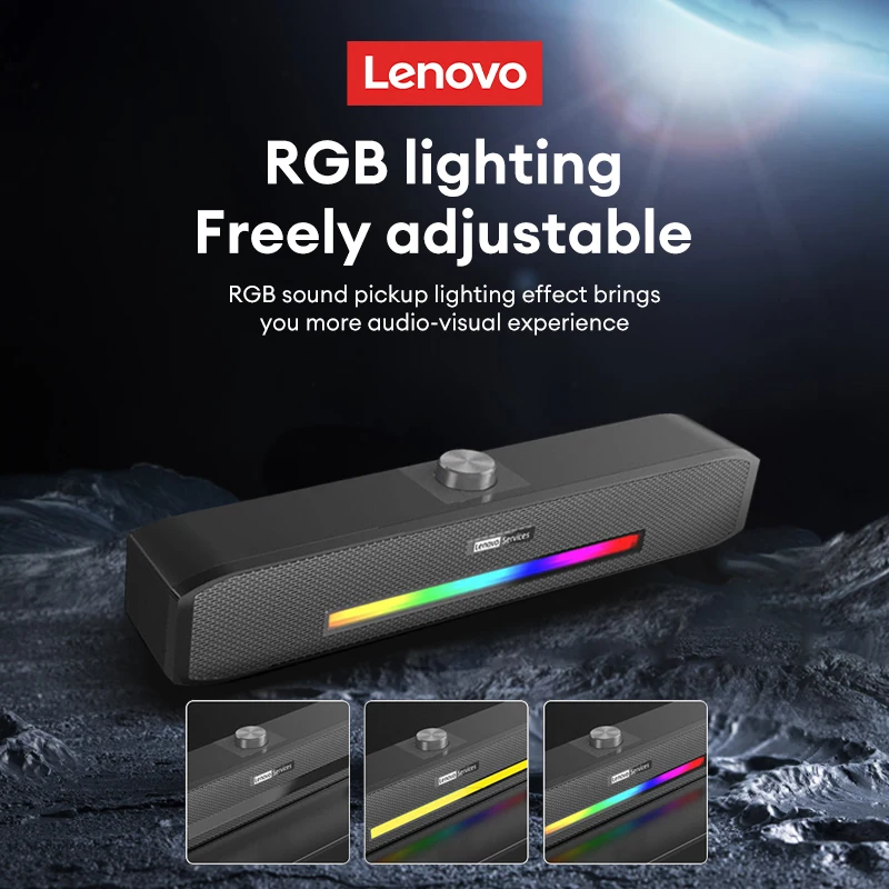 Original Lenovo TS33 Wired and Bluetooth 5.0 Speaker 360 Home Movie Surround Sound Bar Audio Speaker For Desk Computer Subwoofer