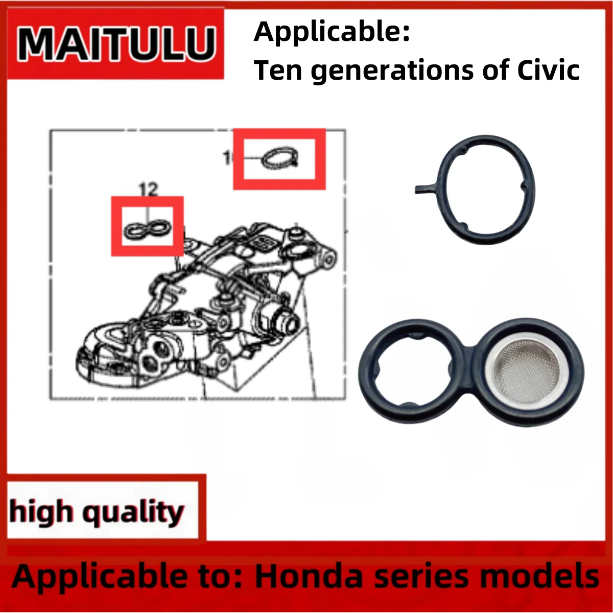 

For Honda 10 Generation Civic FC7 1.0L 2016 2017 2018 2019 2020 2021 ENVIX oil pump outlet seal oil pump filter 91308-5AY-H01
