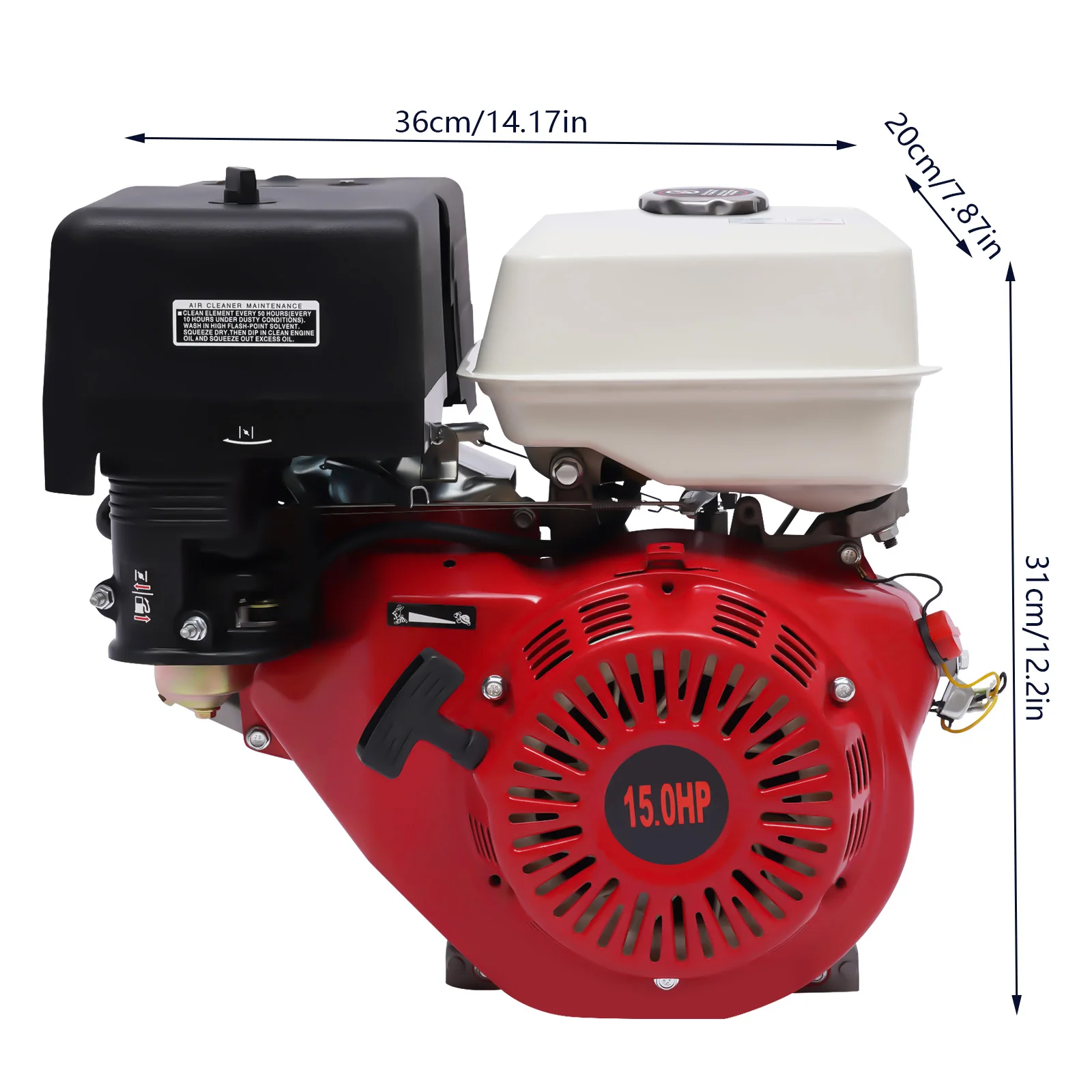 Imagem -06 - Motor a Gasolina de Tempos Baixo Consumo de Combustível Cilindro Único Motor a Gás 15 hp Vermelho Preto