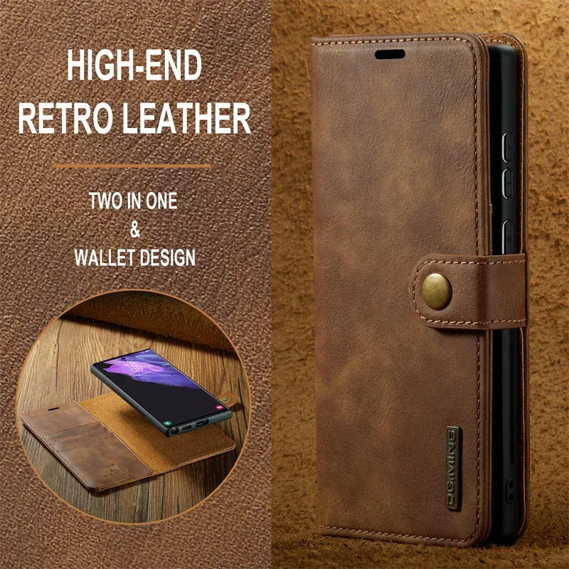 For Samsung Galaxy S23 24 Plus Ultra Deluxe removable magnetic wallet flip cover cell phone leather case