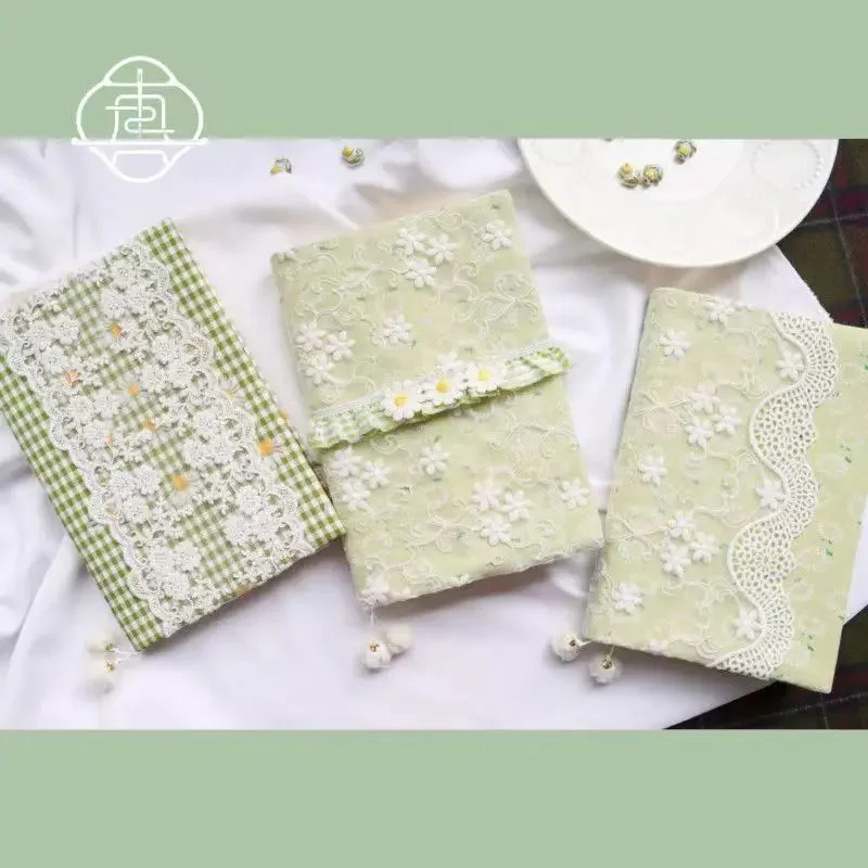 【Green Daisy】Original Handmade A5 A6 Notebook Covers Protector Book Sleeve Crafted Fabric Products Diary Cover，in Stock