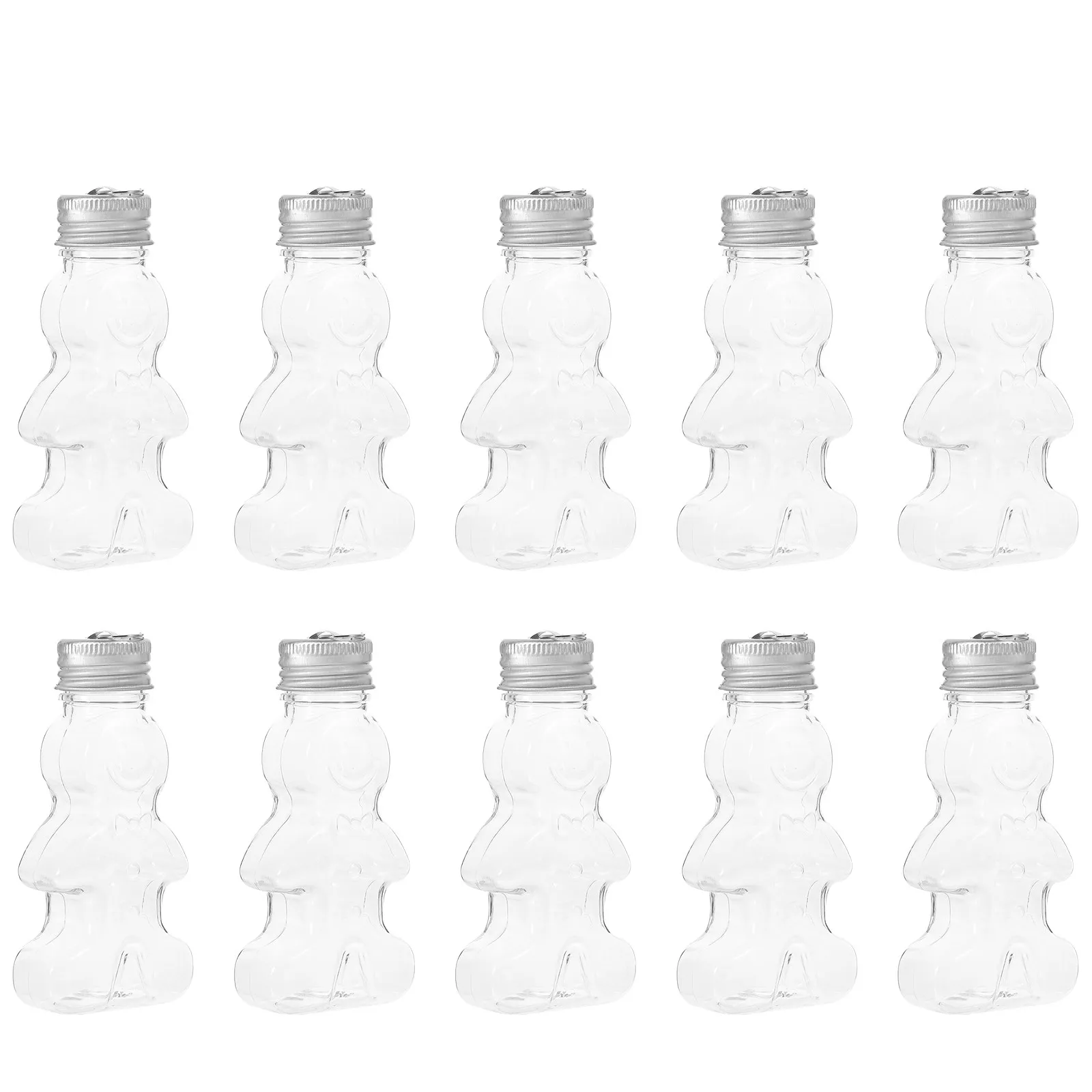 10Pcs Gingerbread Bottle Christmas Style Transparent Drinking Bottles Airtight Beverage Container Portable Water Bottle