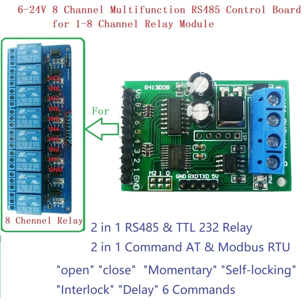 

8CH DC 5V 12V 24V RS485 RS232 (TTL) Modbus RTU Control Module UART for Switch Board PLC