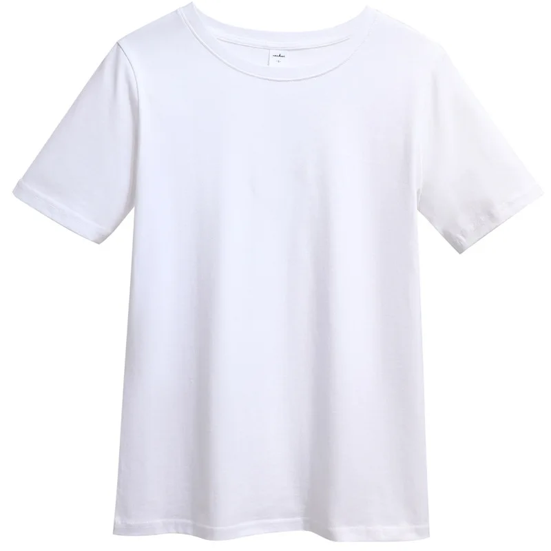 Damen Kurzarm T-Shirt Sommer Baumwolle Einfarbig Casual Top Einfaches bequemes Basic Fit T-Shirt