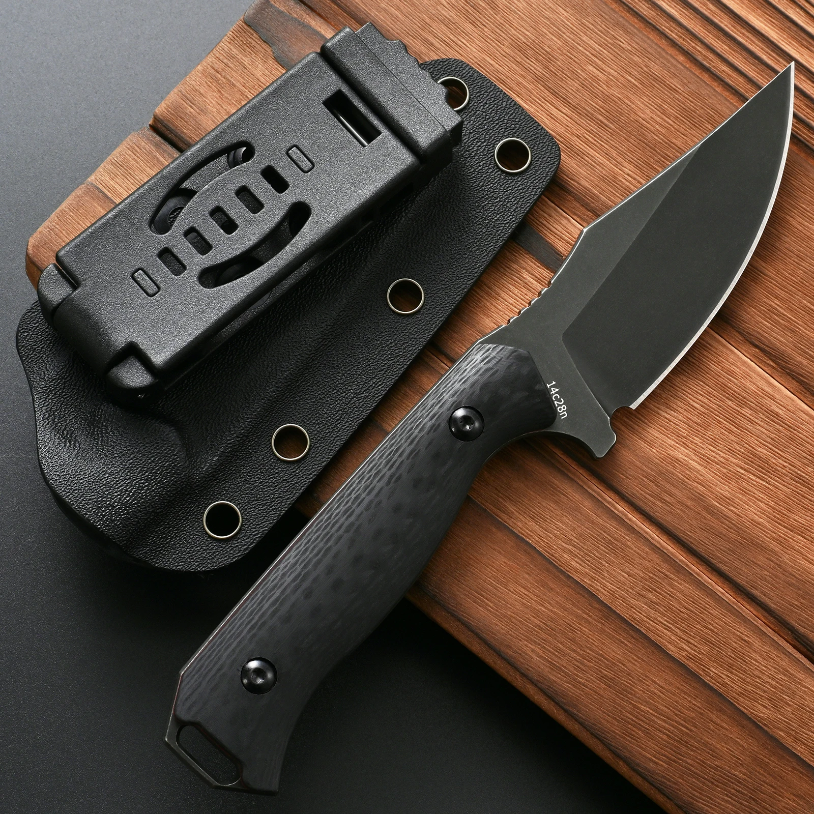 Eafengrow FF129 Fixed Blade Knife 14C28N Steel Blade Carbon Fiber/Micarta Handle Full Tang EDC Knifes for Camp Working Survival