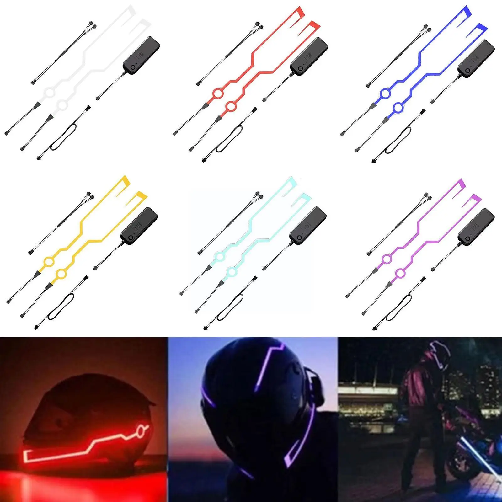 Motorcycle Helmet LED Light Fluorescent Helmet Decorative Helmet DIY Signal Light Decor Riding Strip Led Cover Bar P5L9