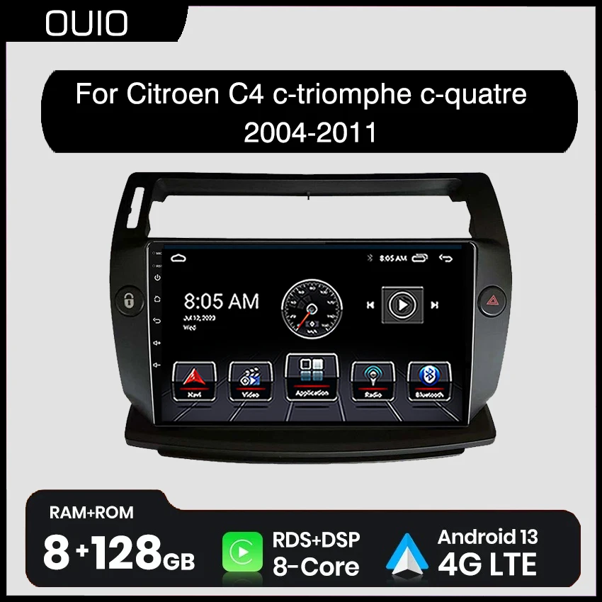 

Android 13 radio For Citroen C4 c-triomphe c-quatre 2004 - 2011 Car stereo Multimedia Video Player carplay Auto GPS Navi 2din