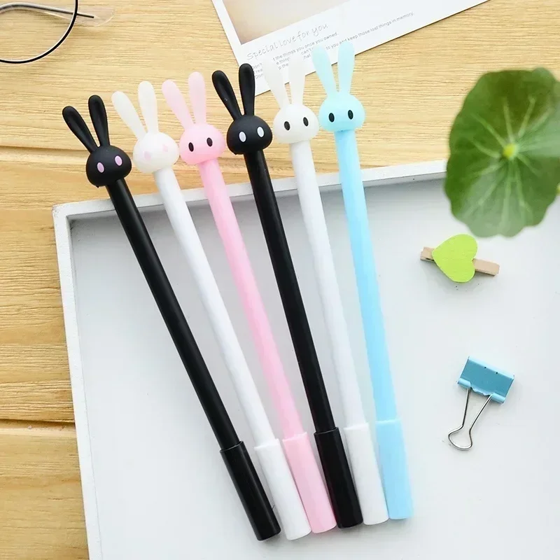 

5Pcs Set Rabbit Gel Pens Korean Creative Cartoon Black Student Signature Pen Kawaii School Writing Supplies Office Stationary