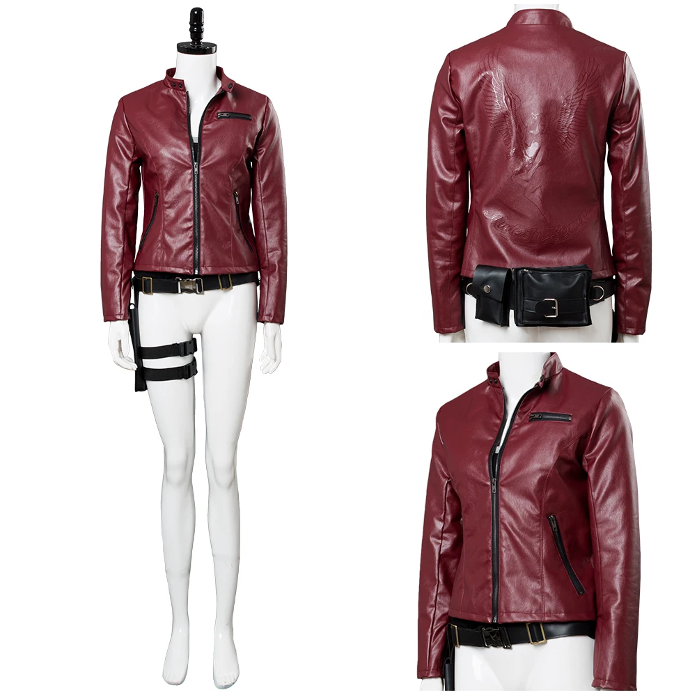 

Evil Cosplay Jacket Biohazard Resident 2 Remake Claire Redfield Fantasia Costume Coat Belt Adult Women Halloween Carnival Suit