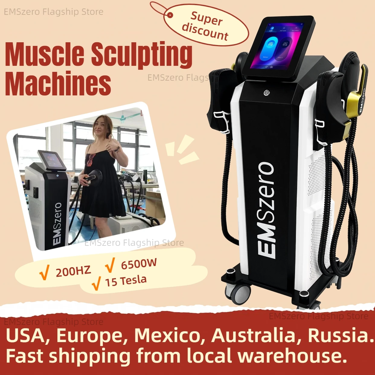 EMS Muscle Carving Shaping 6500W EMSzero Hi-EMT Slimming Machine 4 Handles Pelvic Muscle Stimulation Equipment