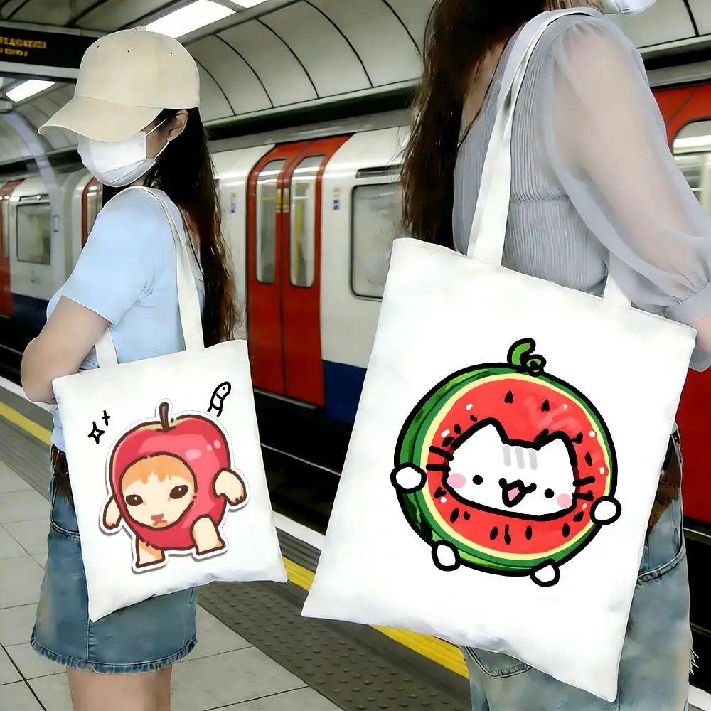 Art Animal Kawaii Cats Cartoon Storage Bags Shopping Bags Series Print Bags Lightweight Shoulder Bag For Daily Use
