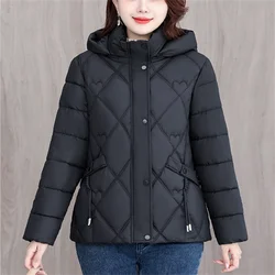 Cotton Padded Short Coat Female Jacket Parka  Autumn Winter Women's Outerwear Warm Thicken Jackets Tassel Pocket Hooded Coats