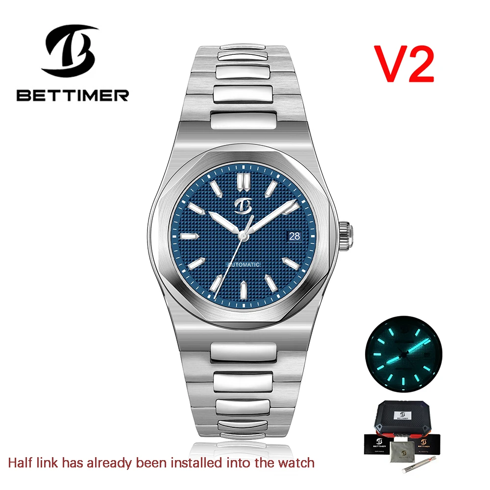 BETTIMER 2026 Luxury V2 Automatic Mechanical Men Watch PT5000 stainless steel Sapphire 10bat waterproof B8001 reloj hombre image 3