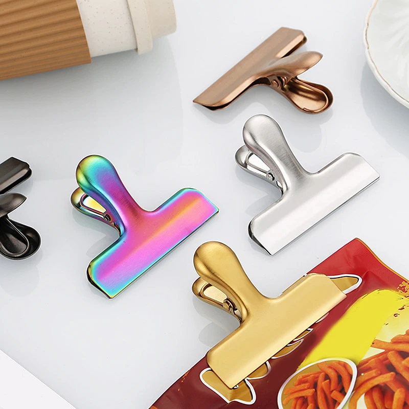 Stainless Steel Bag Clipsf For Food Heavy Duty Metal Silver Food Clips Office Paper Clamps Air Tight Seal Snack Clips